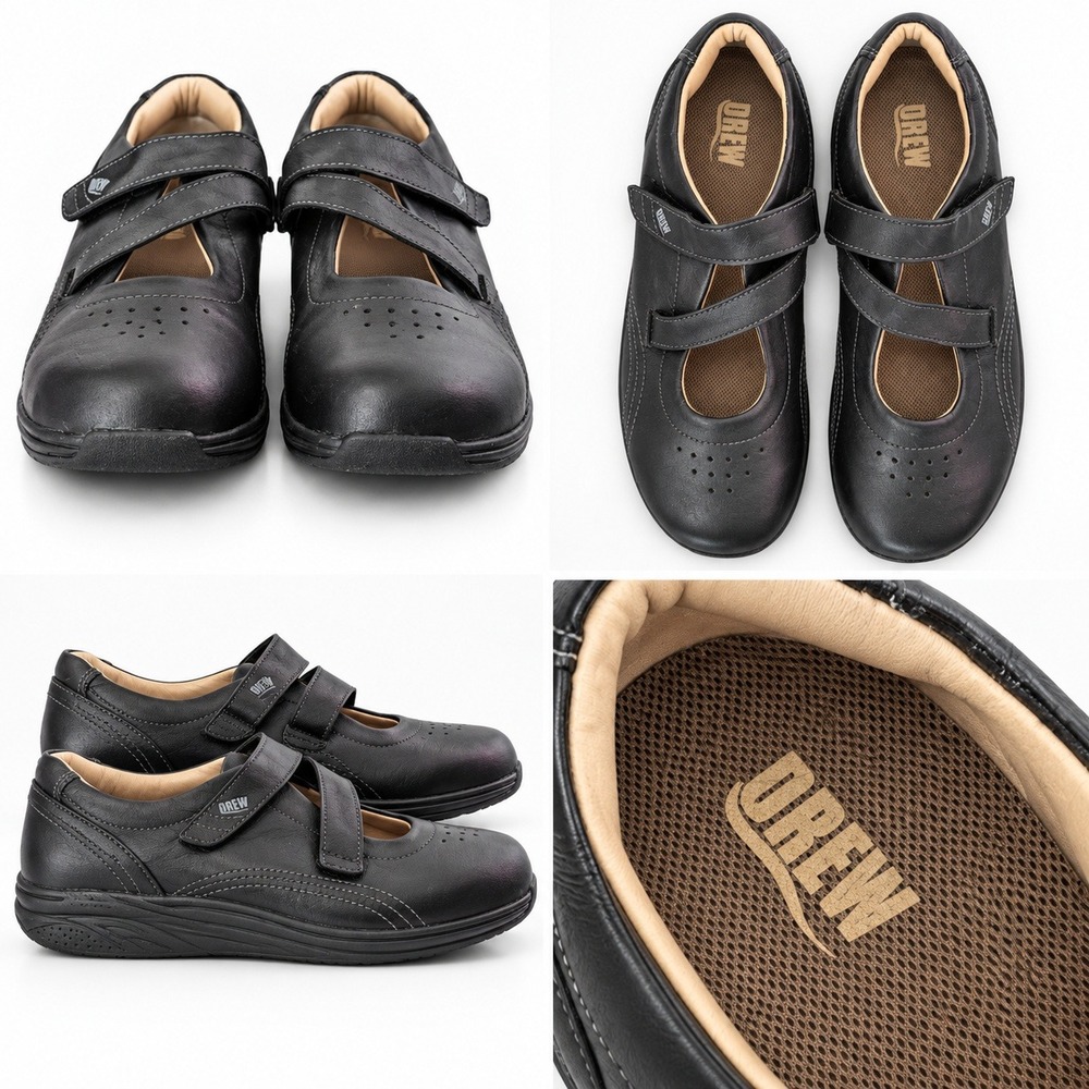 Drew Bloom II Black Leather Mary Jane Orthopedic Shoes Womens 11M
